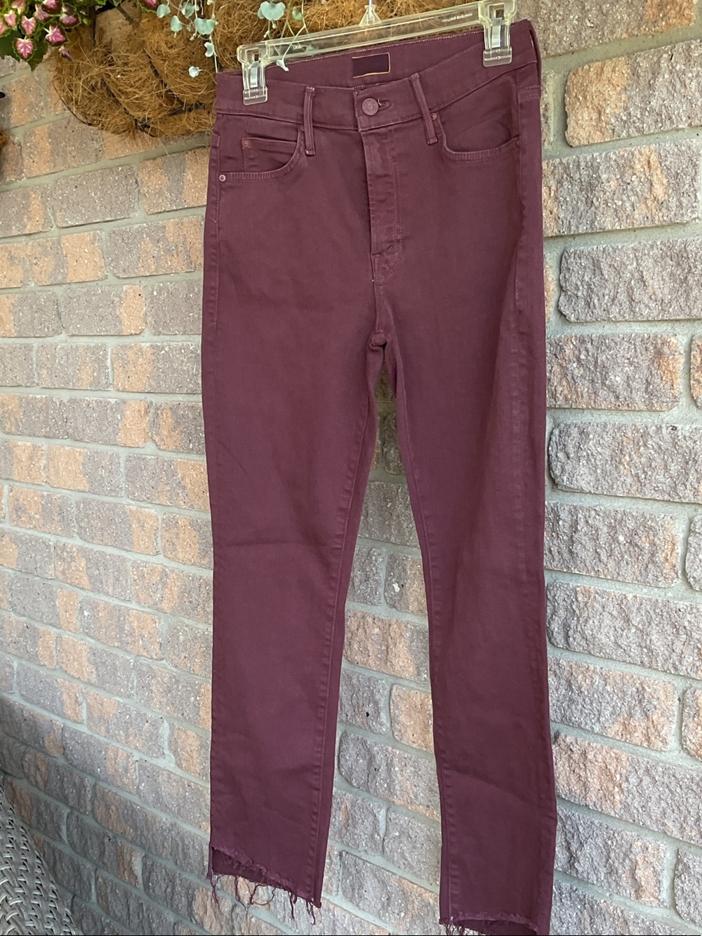 MOTHER Women's Ankle Jeans in Deep Burgundy